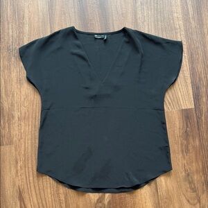 ASOS Black V-Neck Cap Sleeve Blouse